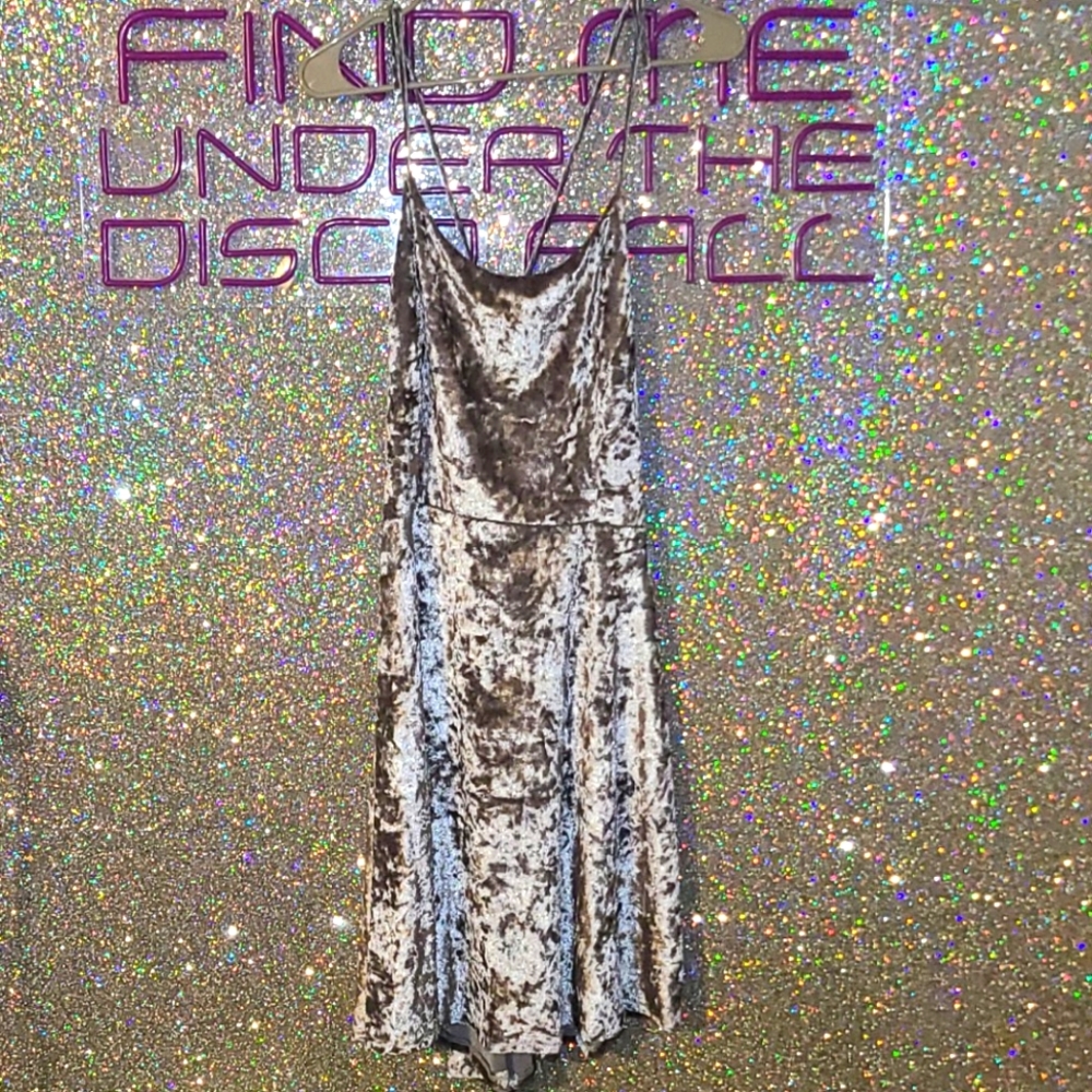 Blue leopard Crushed velvet silver dress